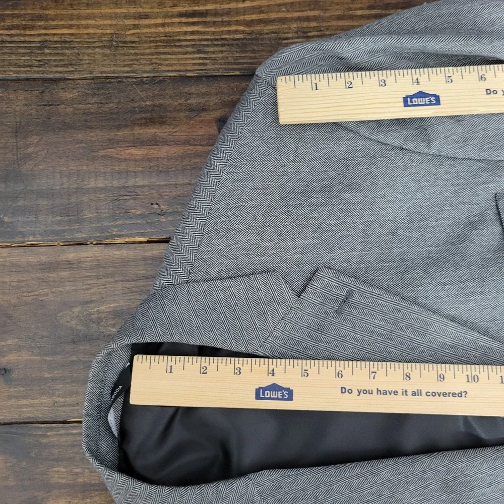 Joseph Feiss Men's Sport Coat Blazer Two Button‎ Gray Herringbone Poly Blend 46L